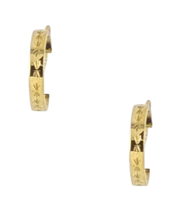 18KT YELLOW GOLD SMALL VINTAGE HOOP EARRINGS.