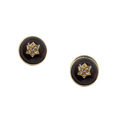 Vintage 18kt Rose Gold and Garnet Cabochon Diamond Earrings