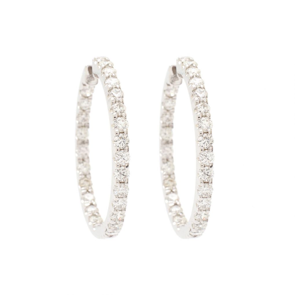 Van Rajak Medium Round Shaped Diamond White Gold Hoop Earrings – Van Rijk
