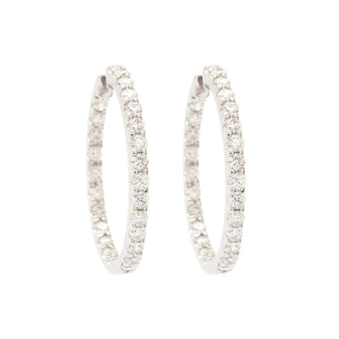 Medium Round Shaped Diamond White Gold Hoop Earrings – Van Rijk