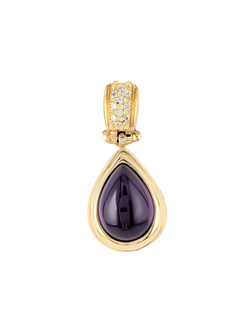 14kt YELLOW GOLD AMETHYST AND DIAMOND PENDANT