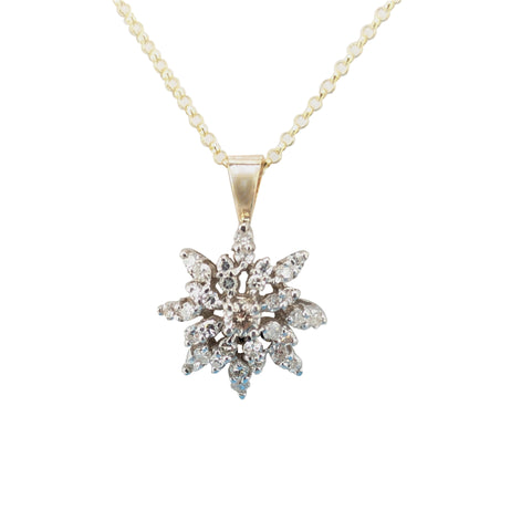 14kt White Gold Diamond Cluster Pendant.  0.45ct Tw