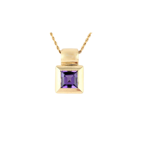 14kt Yellow Gold Contemporary Amethyst Pendant.