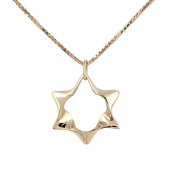 14KT YELLOW GOLD STAR OF DAVID PENDANT AND CHAIN