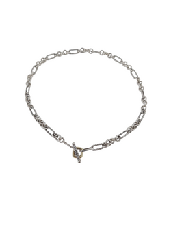DAVID YURMAN FIGARO LINK TOGGLE NECKLACE IN STERLING SILVER AND 18kt GOLD