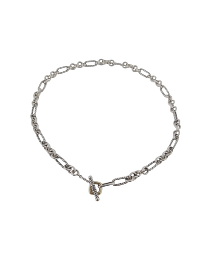 DAVID YURMAN FIGARO LINK TOGGLE NECKLACE IN STERLING SILVER AND 18kt GOLD