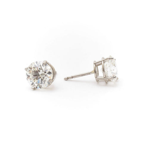 4.07 Total Carat Round Brilliant-Cut Diamond Stud Earrings. 18kt White Gold