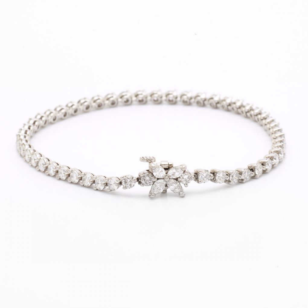 Tiffany & Co. Marquise And Brilliant Cut Diamond "Tennis Bracelet". 2.85ct Tw