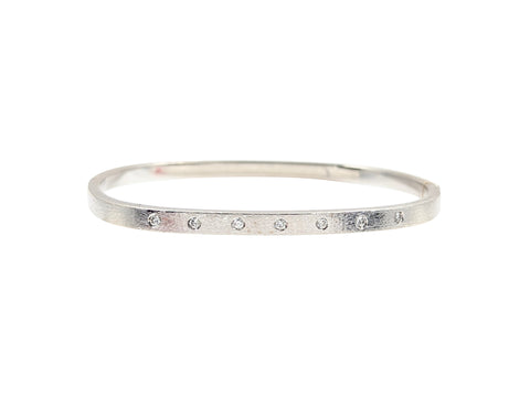 14kt White Gold and Diamond Square Bangle.