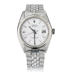 ROLEX DATEJUST in steel with white gold bezel.