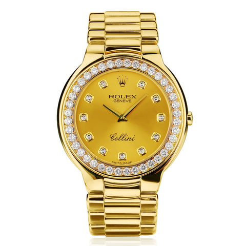 Rolex Cellini Diamond Bezel in 18kt Yellow Gold. 28mm. Ref: 6661/8