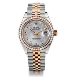 Rolex Ladies Datejust 28mm Oystersteel and Everose. MOP Dial. Ref 297381