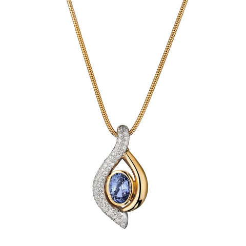 Beautiful Ladies Tanzanite and Diamond Pendant/Enhancer. 18kt Y/G