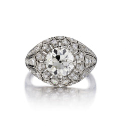 2.15 Carat Old-European Cut Diamond Wide Art Deco Ring
