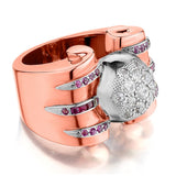 14KT Rose And White Gold Old-Mine Cut And Ruby Vintage Ring