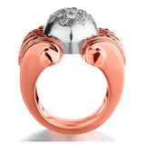 14KT Rose And White Gold Old-Mine Cut And Ruby Vintage Ring