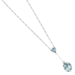 Art Deco Platinum Aquamarine And Diamond Platinum Pendant Necklace