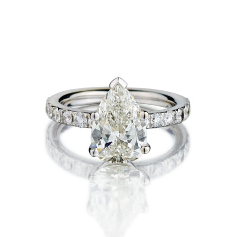 2.60 Carat Pear-Shaped Diamond White Gold Engagement Ring