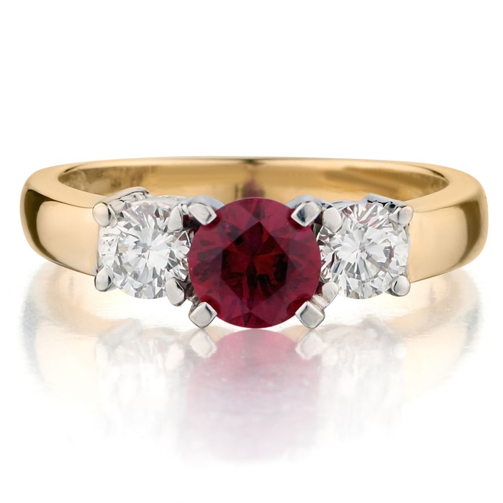 18kt Ruby and diamond 3 stone ring – Van Rijk