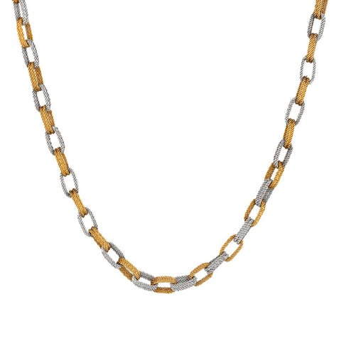 14kt 2 tone textured gold chain.Unique, Made in Italy – Van Rijk