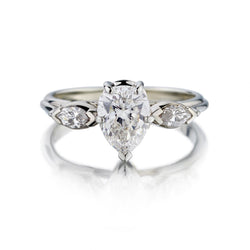 1.25 Carat Natural Pear Shaped Diamond White Gold Engagement Ring