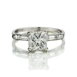 1.35 Carat Princess Cut Diamond White Gold Engagement Ring