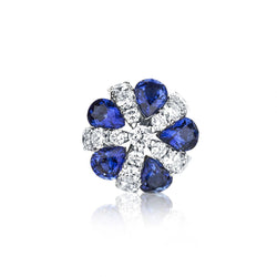 Ladies 14kt W/G Blue Sapphire and Diamond Cluster Earings.