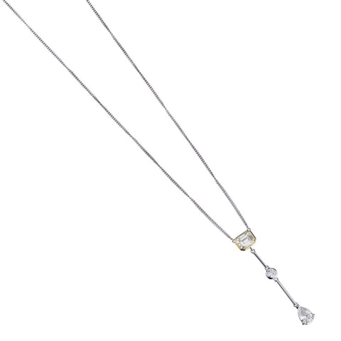 Platinum And Yellow Gold Fancy Yellow And White Diamond Pendant Necklace