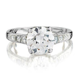 Ladies Art Deco 2.05 Carat European Cut Diamond Platinum Ring