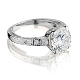 Ladies Art Deco 2.05 Carat European Cut Diamond Platinum Ring