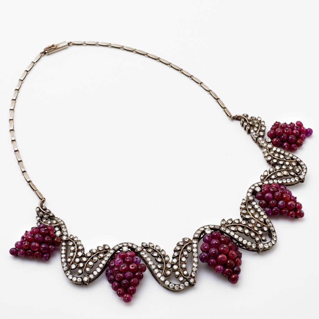Antique-Inspired Ruby And Diamond Grape Cluster Necklace | Van Rijk ...