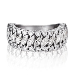 3.60 Carat Total Weight Mixed Cut Diamond White Gold Band