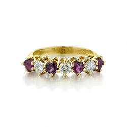 Ladies 14kt Yellow Gold Ruby and Diamond 7 Stone Band.