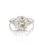 3.30 Carat Old-Mine Cut Diamond Art Deco Platinum Engagement Ring