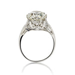 3.30 Carat Old-Mine Cut Diamond Art Deco Platinum Engagement Ring