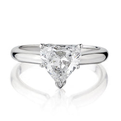 1.60 Carat Natural Heart Shaped  Diamond White Gold  Solitaire Ring