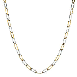 18kt Yellow and White Gold Open Link Chain. 23" (L). 54.7 grams.