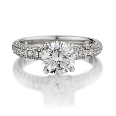 2.10 Carat Round Brilliant Cut Diamond Pave-Set Ring