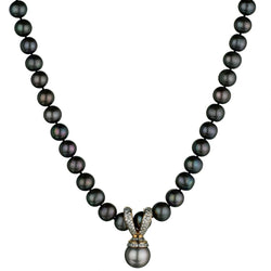 Ladies Tahitian Pearl Strand with Enhancer. 9.5mm-10mm Size.