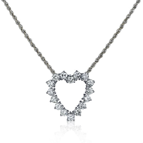 Ladies 18kt White Gold Diamond Open Heart. 2.40ct Tw