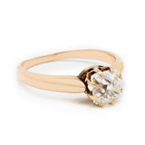 Vintage 1.25 Carat Old-Mine Cut Diamond Pink Gold Ring