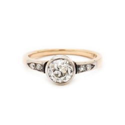 Vintage 1.02 Carat Old-Mine Cut Diamond Gold & Silver Ring