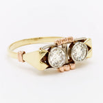 Vintage European Cut Diamond Yellow & Pink Gold Ring