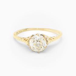 Vintage 1.16 Carat Old-European Cut Diamond Yellow Gold Ring