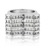 3.50 Carat Total Weight Princess And Baguette Cut Diamond Wave Ring