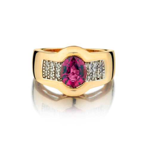 14kt Y/G Pink Tourmaline and Diamond Dress Ring.