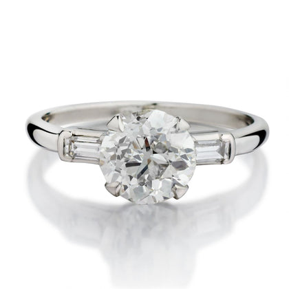 1.45 Carat Old-European Cut Diamond Engagement Ring. Art Deco