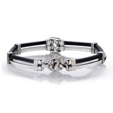 Baraka 18KT White Gold And Rubber Men's Unique Bracelet