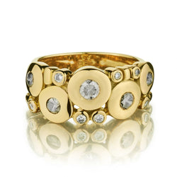 Ladies Unique 18kt Bubble Ring Set With Assorted Diamonds.