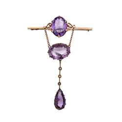 Victorian 9kt Rose Gold Amethyst and Seed Pearl Brooch.